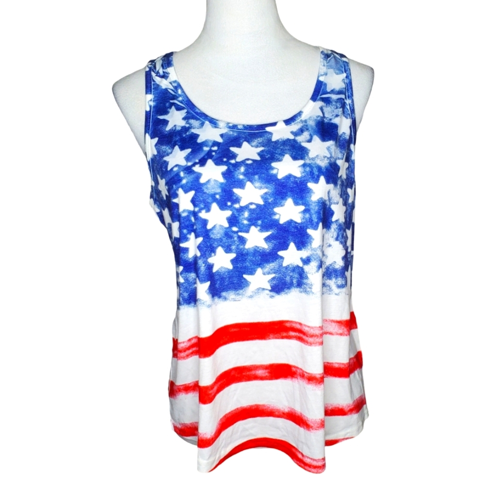 🦋Makino Plus Size Patriotic Racer Back Tank Top
